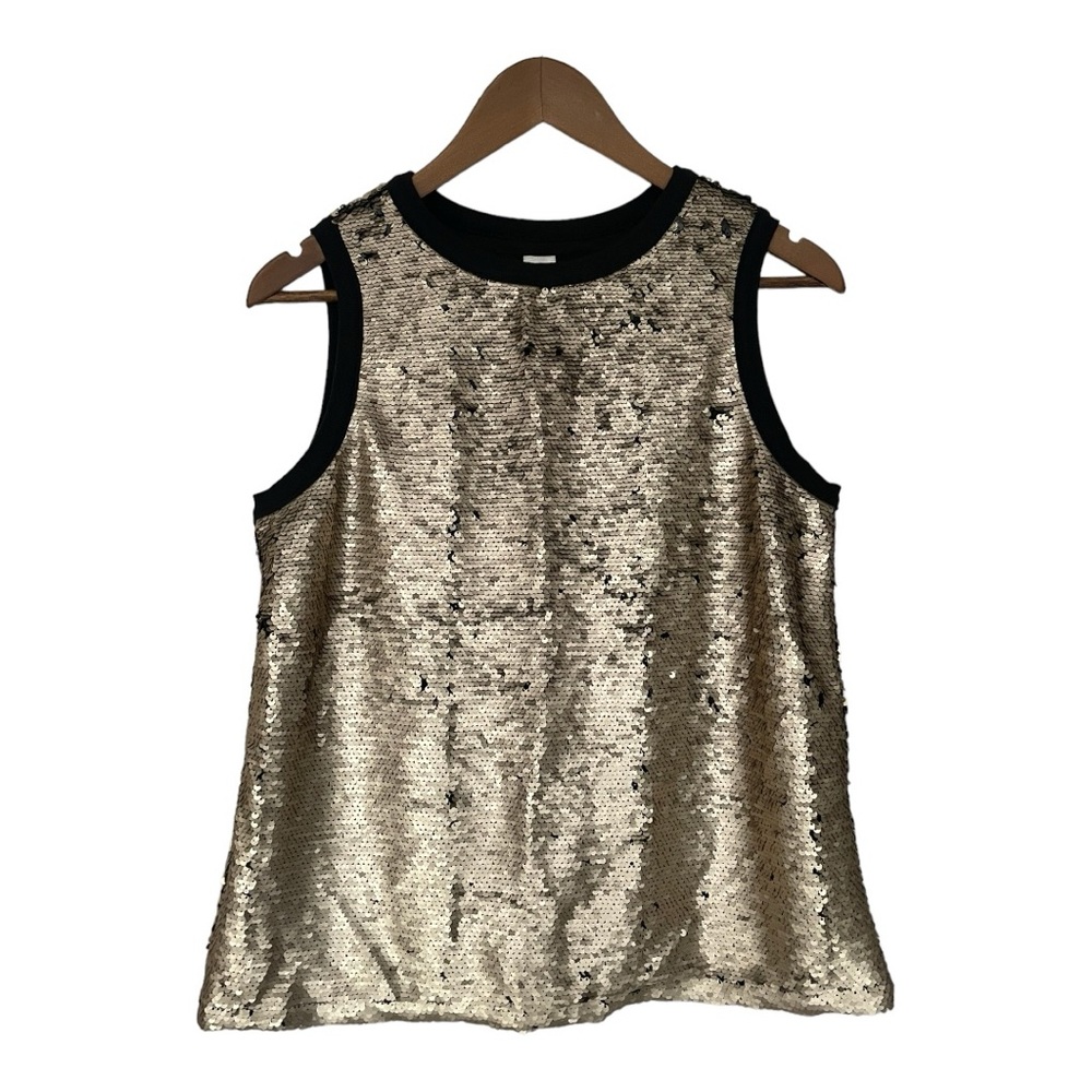 GAP pale gold and black sequins top
